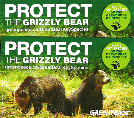 Green Peace Grizzly Stickers